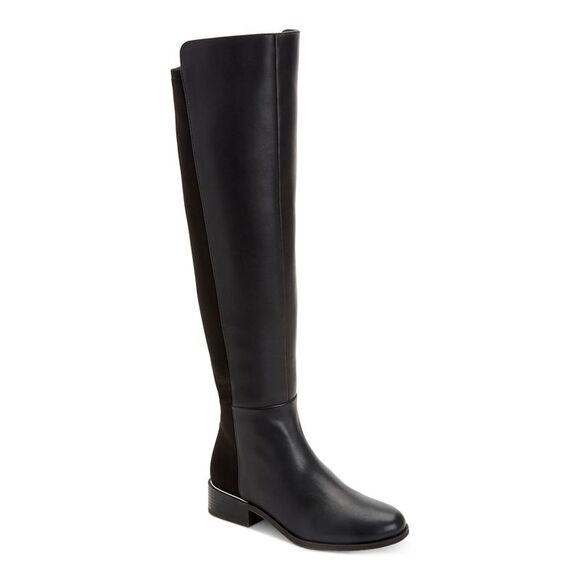ALFANI Womens Black Goring Ludlowe Round Toe Block Heel Leather Riding Boot 6 M
